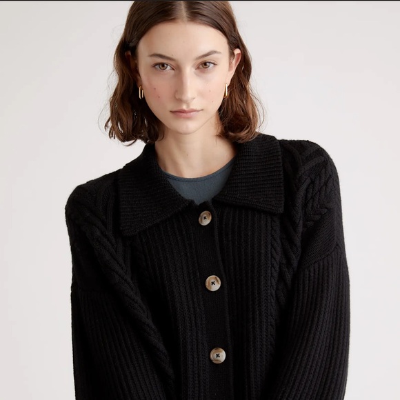 Quince Jackets & Blazers - QUINCE Australian Merino Wool Collared Cable Cardigan